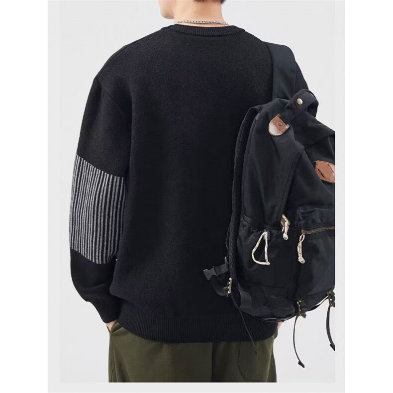 MM394-P58美式潮牌新款复古慵懒风撞色拼接针织毛衣,男装针织衫/毛衣,星座617A-2