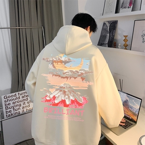抖音品质春季新款宽松百搭彩色印花连帽卫衣JK23347特批30控49图片