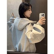 抖音得物高品质二开26春装美式高街铆钉拼接纯色开衫卫衣外套W122，女装短外套，电商A486