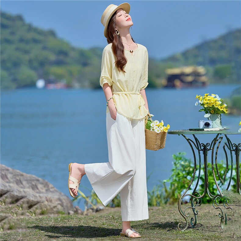 2026年夏季新款时尚休闲阔腿裤套装女,女装套装/套裙,依路服饰