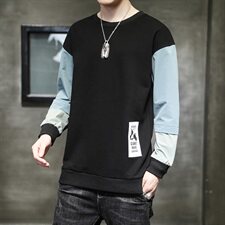 拼接新款潮牌宽松休闲圆领情侣卫衣男DS667T，男装卫衣，电商A102