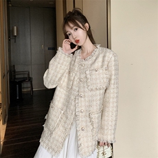 法式气质圆领小香风外套女2024秋季新款高级感名媛流苏毛边上衣潮，女装短外套，2C372