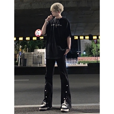 高街美式排扣牛仔裤拉链设计感直筒牛仔裤，男装牛仔裤，星座310A-4