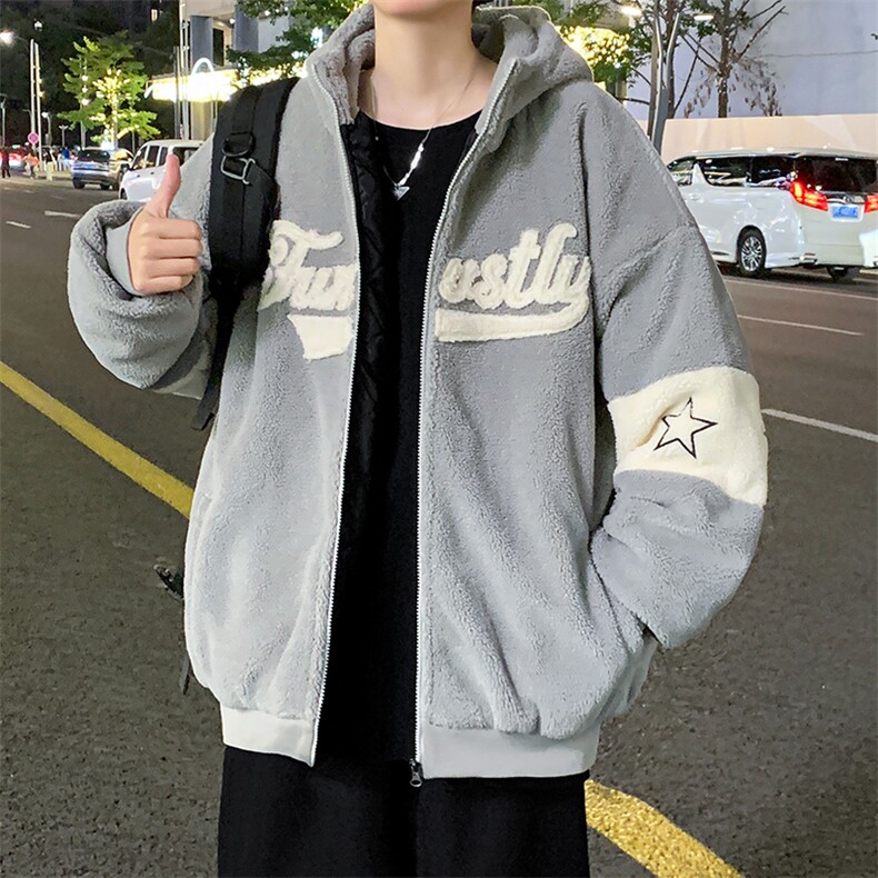 得物冬季加绒加厚棉服羊羔绒保暖ins外套男MY108P110控价158,男装棉衣,电商A086
