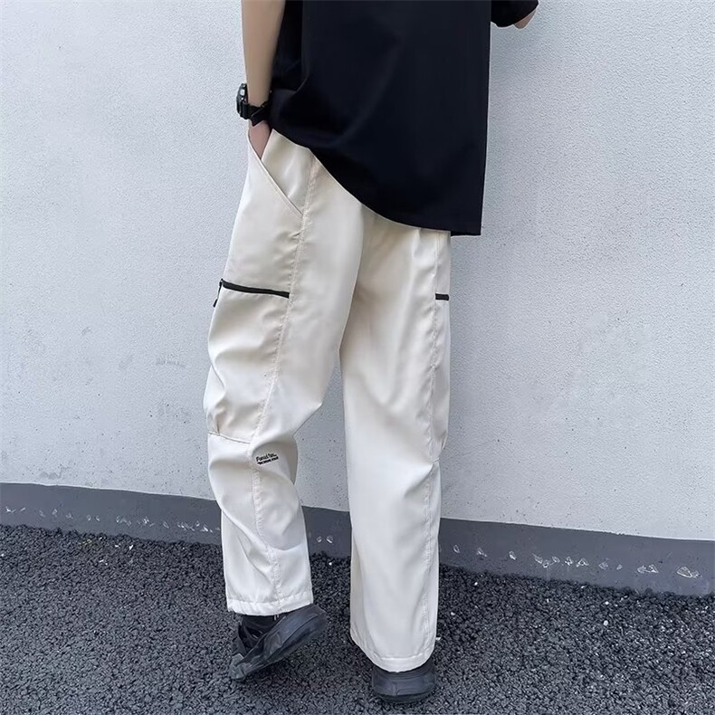 坠感阔腿休闲长裤男女宽松直筒痞帅工装夏季拖地裤子MK632-p40,男装休闲裤,星座1008
