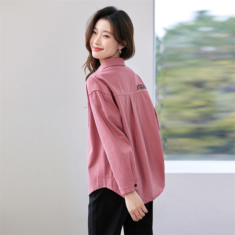 外穿纯棉衬衫女春秋款2025新款长袖百搭简洁素雅休闲高级轻奢衬衣,女装衬衫,涵誉