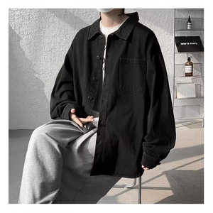 C05黑色牛仔外套新款大学生男装棒球服男生夹克衬衫图片