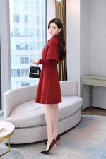 冬季羊毛呢料二件套连衣裙，女装连衣裙，金典明美