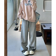 条纹运动裤女秋季美式卫裤宽松直筒垂感休闲裤KB392，男装休闲裤，星座1116A（原606A-3）