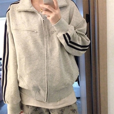 美式小众双拉链开衫立领卫衣女2025春秋新款宽松百搭双杠分割外套，男装夹克，星座506A