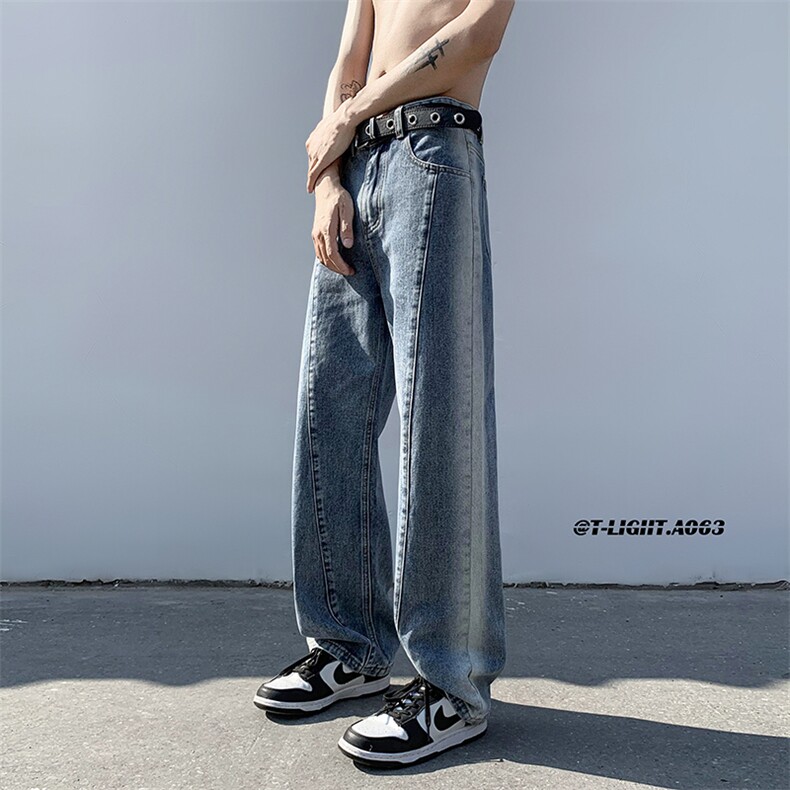秋季美式ins高街hiphop重工艺水洗直筒牛仔裤货号K692P55,男装牛仔裤,电商A063