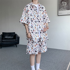 TZ1149-特48控88多色海滩冰丝凉感大码套装衬衫速干运动两件套，男装休闲套装，电商A059
