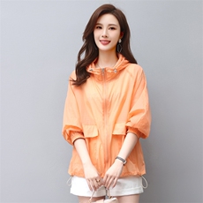 防晒衣女短款2025年夏季新款大码宽松连帽薄款透气妈妈防晒服外套，女装防晒衣，依倍林