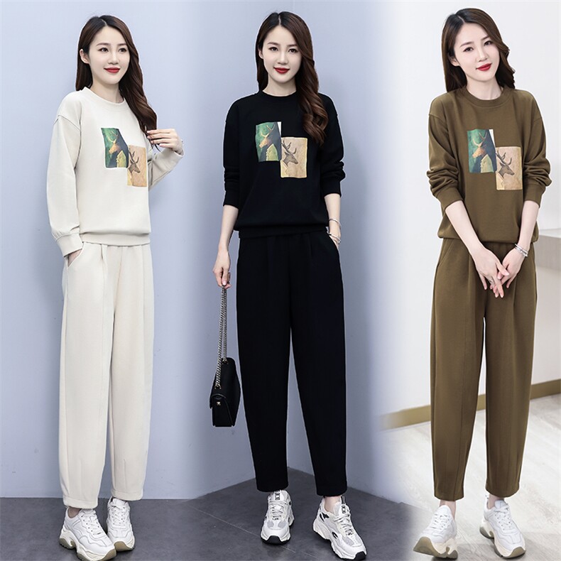 休闲卫衣运动女士春秋季2025新款高级感减龄小个子一整套穿搭,女装运动套装,凯瑟曼