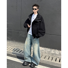 重磅短款夹克外套男款立领痞帅高级感美式工装上衣潮JK301-P88，男装夹克，星座308B-1