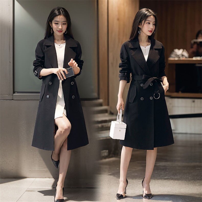 风衣女2024春秋新款修身显瘦气质时尚中长款胖mm加大加肥春秋外套,女装风衣,沫晗依美