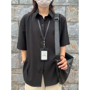 薄款冰丝短袖衬衫男简约纯色垂感休闲痞帅衬衣 CS288-P20图片
