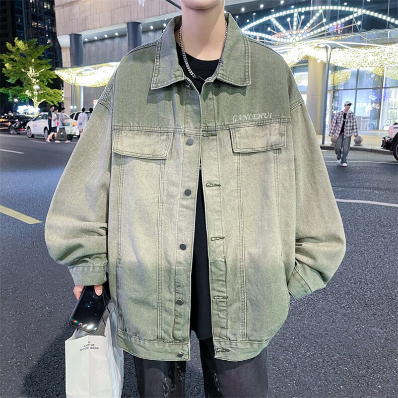 美式牛仔外套男韩版潮流字母渐变色高街2025春季ins夹克W5293-P65，男装夹克，星座412-3