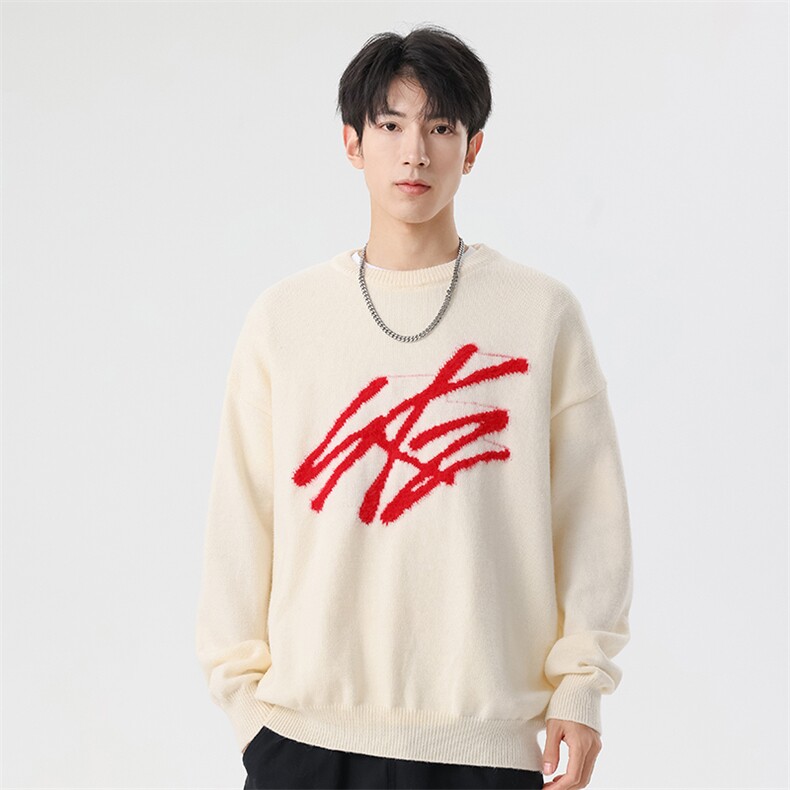 311B-1-3912-P45控79港风套头圆领发字貂毛提花春色大码针织毛衣，男装针织衫/毛衣，星座311B-1