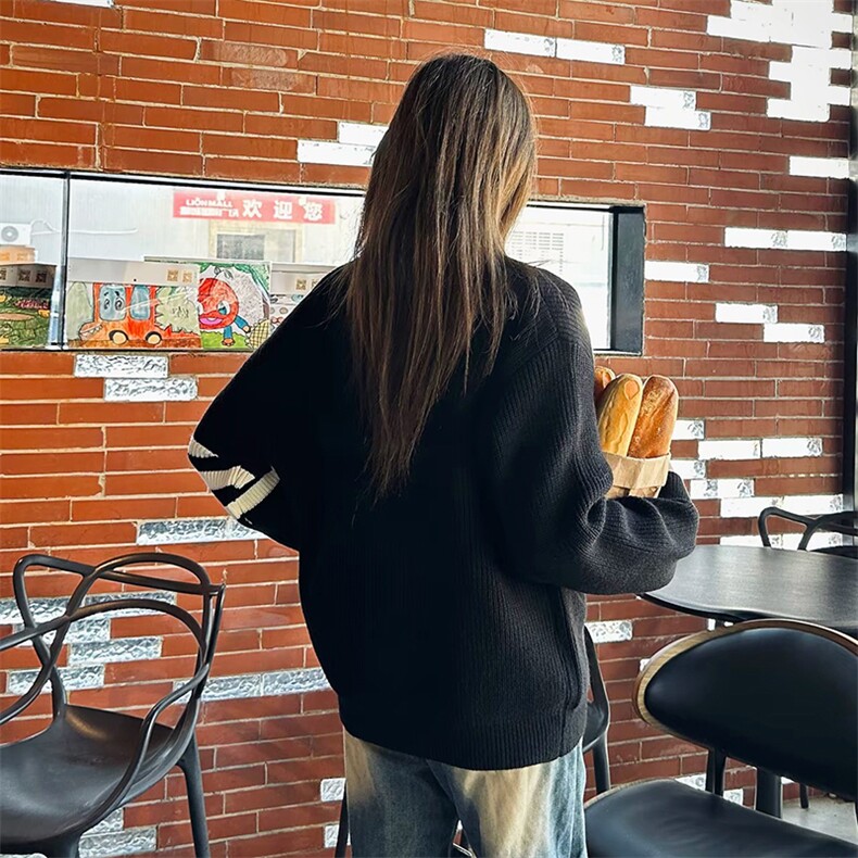 重磅秋冬北极绒开衫毛衣美式复古休闲慵懒风男女立领针织衫外套,男装针织衫/毛衣,电商A443