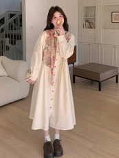 春现轻风印花瘦腰显瘦连衣裙B190-5011-P140-K198，女装连衣裙，2B190