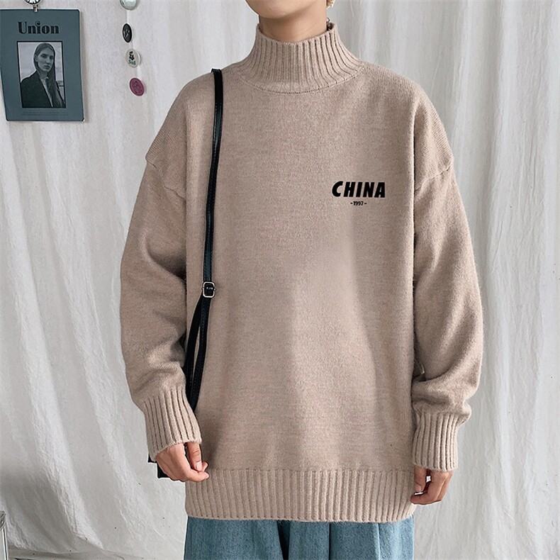 M18248-P45加绒款-P65半高领毛衣男士大码针织衫男毛线衣男,男装针织衫/毛衣,电商A040