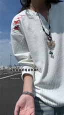 XZ809A/SYR08/特P19/控38美式V领人民万岁万针绣花长袖T恤卫衣，男装T恤，星座809A(原222-1)