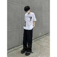 B221美式ins街头hiphop宽松休闲多口袋工装裤子LK23120-P65控88，男装休闲裤，电商B221