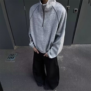 春秋新款肌理立领半拉链卫衣男高档潮流宽松百搭长袖上衣WY103图片