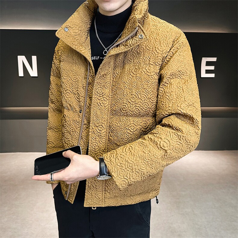 店主风冬季新款潮流压花立领羽绒服男士保暖外套B338-9903-P165,男装羽绒服,电商B338