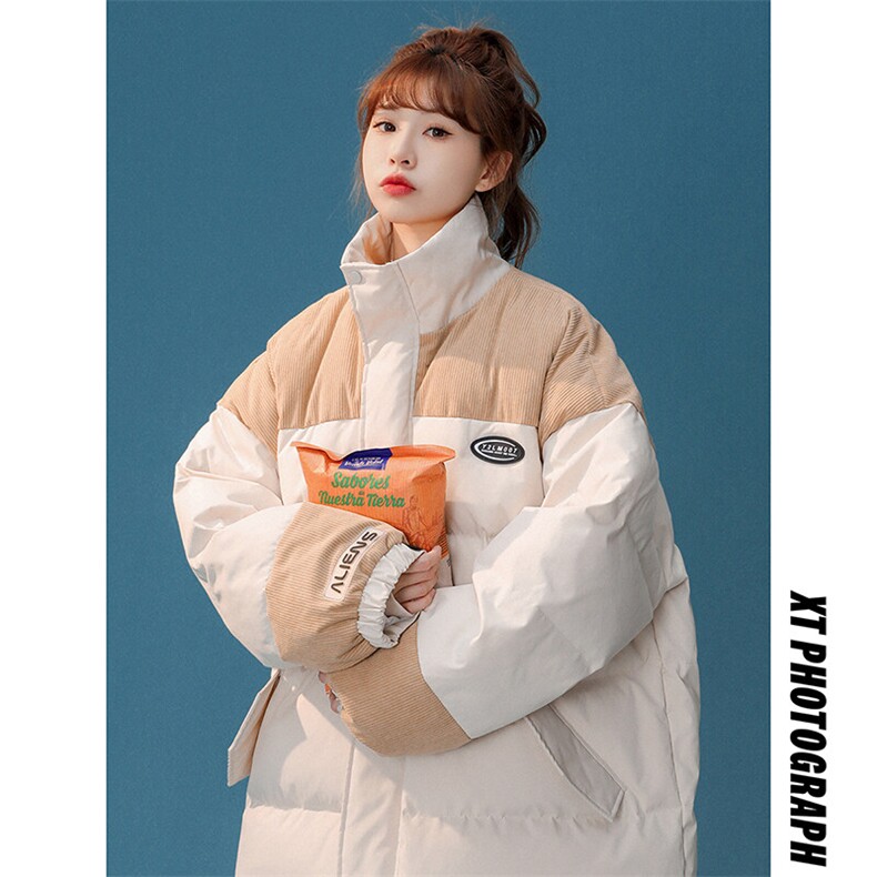 1中性风灯芯绒拼接棉衣女立领棉服女外套女8718P128控168，女装棉衣/棉服，星座226-2