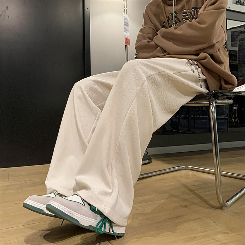 现货宽松褶皱面料直筒垂感长裤男KD525-P40,男装休闲裤,电商D312-1