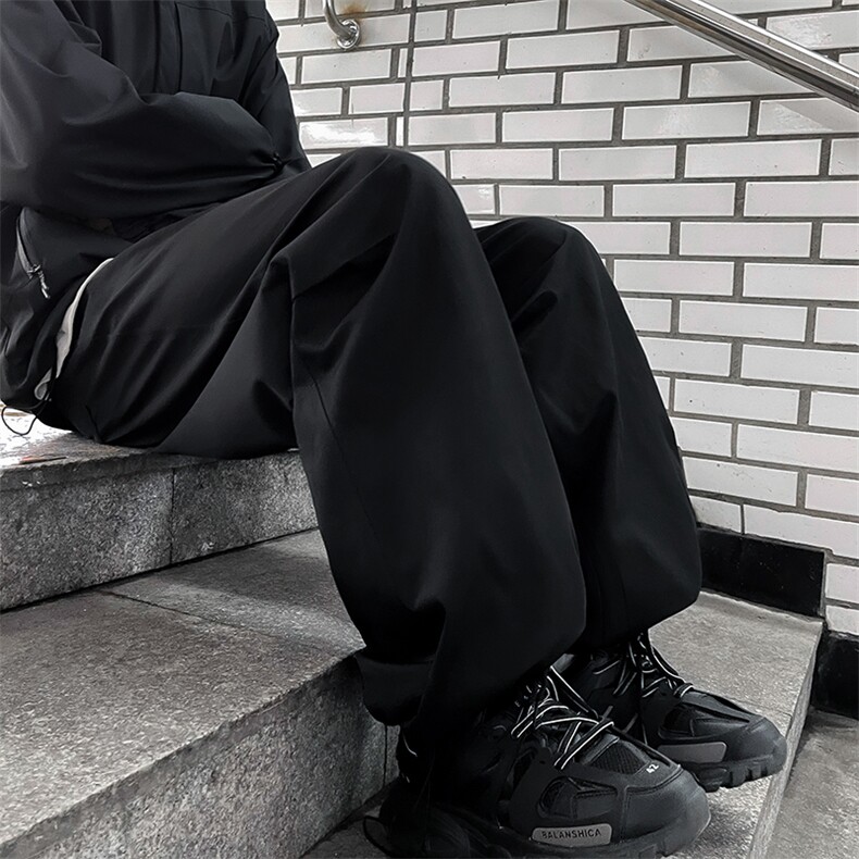 秋款男裤褶皱抽绳束脚直筒休闲冲锋裤休闲长裤h013P40,男装休闲裤,星座1013-1