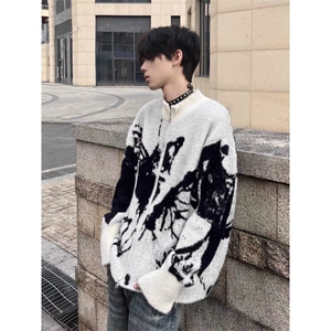 美式渐变蝴蝶仿貂毛拉链针织开衫毛衣外套 MY560 特P63图片