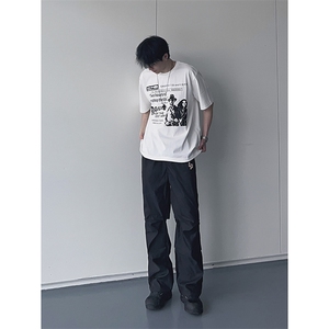 B221 美式ins街头hiphop刺绣宽松褶皱休闲裤子 LK23123-P60 控78图片