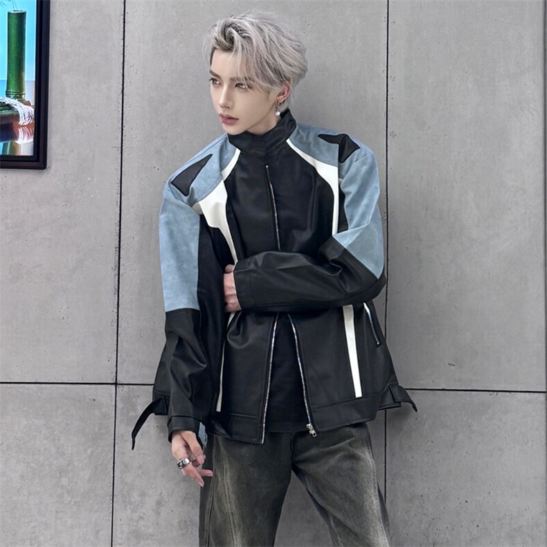 （盗图必投）赛车服皮衣夹克立领PU机车服外套2617-P80,男装夹克,星座910-5