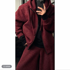 抖音加绒加厚满天星连帽卫衣阔腿裤套装上衣P123裤子P88网图，男装休闲套装，电商B267