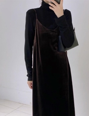 丝绒吊带裙，女装背心吊带，驿谷