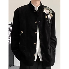 春秋新中式重工刺绣玉兰花中山装西服外套男复古痞帅西服XFC22，男装西服，星座1116A（原606A-3）