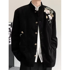 春秋新中式重工刺绣玉兰花中山装西服外套男复古痞帅西服 XFC22,男装西服,星座1116A（原606A-3）