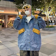 【有货】D2173-P76新款潮短款牛仔外套休闲春秋拼接复古青少年，男装夹克，星座603-2