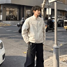 26春装高品质老钱风立领夹克外套男女美式潮牌拉链工装风宽松上衣，男装夹克，电商A486