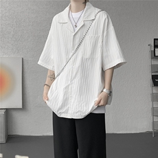 现货CS71553-P35特控68大码肌理感古巴领基础款衬衫，男装衬衫，电商D232