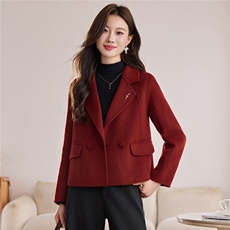 2025冬季宽松显瘦羊绒通勤韩版淑女西装外套羊毛外套女带胸针，女装毛呢外套，众宇琦