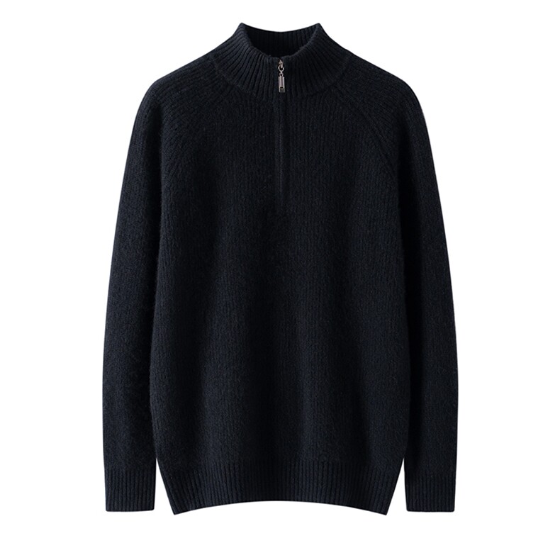 2025秋冬百搭时尚简约半开拉链针织衫，男装羊绒套衫，艾驰羊绒