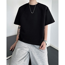 8XL-M美式高街高克重短袖T恤男宽松短款BOXY正肩上衣半袖DX334，男装T恤，电商D206-1