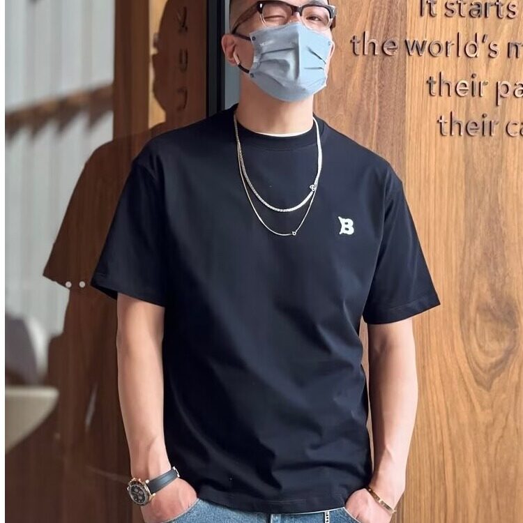 美式潮牌ins夏季新款休闲纯棉短袖T恤男士简约字母刺绣打底体恤潮,男装T恤,电商B212（原钱塘6029）