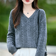 2025百搭时尚简约v领套头衫，女装羊毛衫，哲奥羊绒