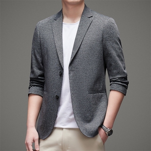 休闲西装外套男2023春秋季新款中年商务男装西服上衣单件爸爸装图片
