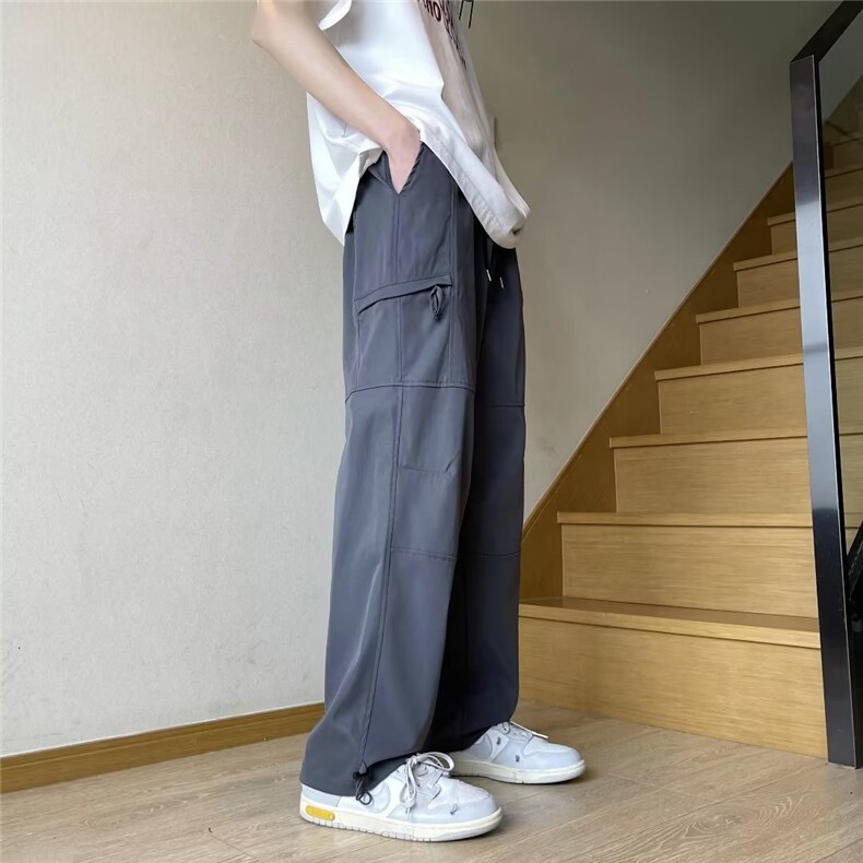 夏季高街工装裤阔腿直筒纯色宽松运动小众长裤K2915-P38,男装休闲裤,星座1109-3